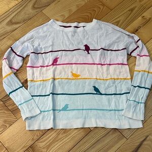 Eric + Lani Colorful Bird Pattern Sweater, Large